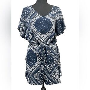 Navy Blue Paisley Jumpsuit